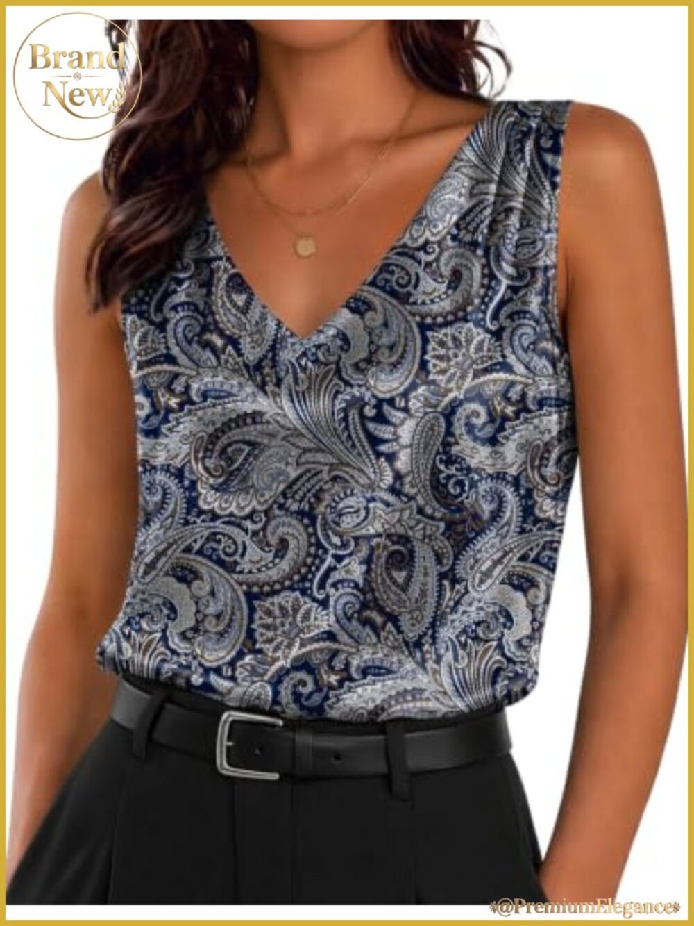 Silk Satin V Neck Tank Top Sleeveless Pleated Blouse Work Business Casual